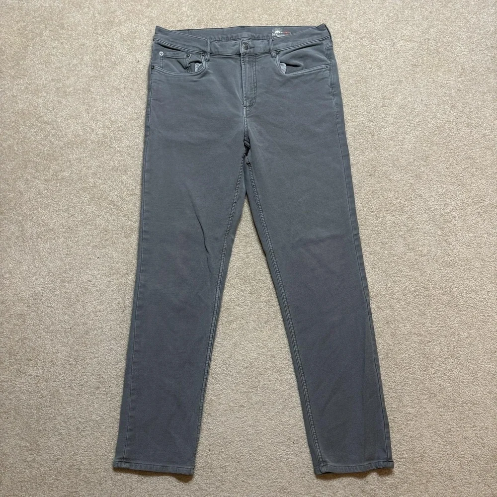 Faherty Brand Jeans Mens 32x29 Gray Slim Fit Straight‎ Leg Stretch Denim Pants